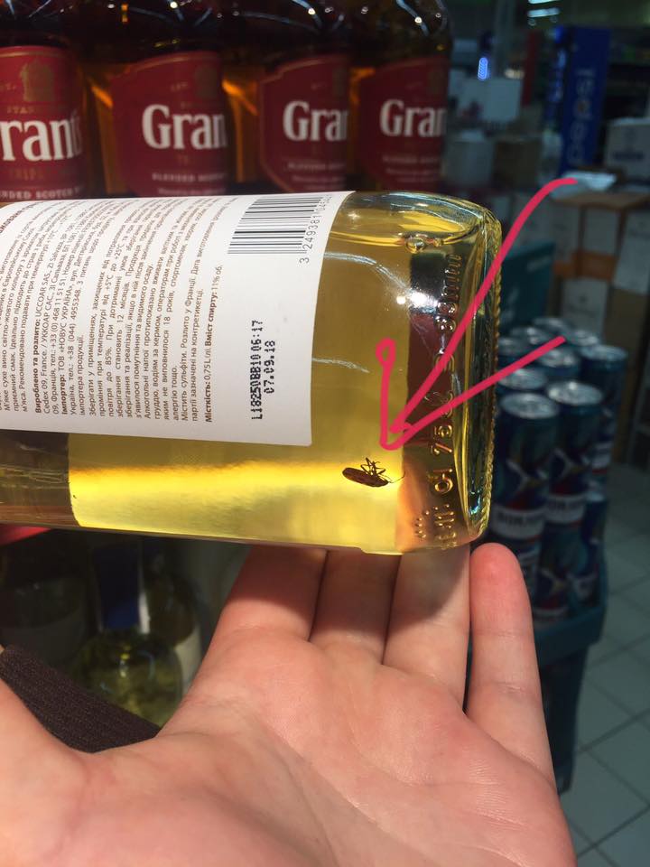 В столичном супермаркете продают вино с тараканами